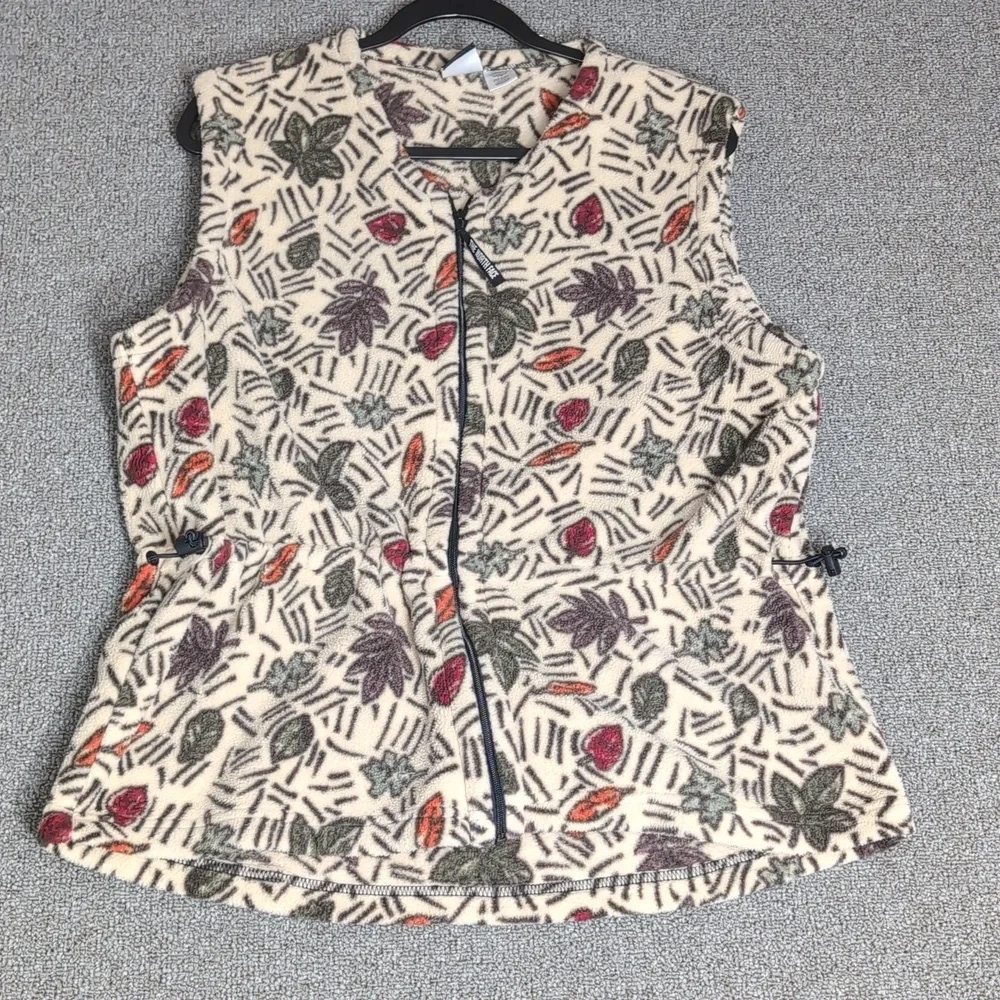 Vintage 1997 The North Face Fall Leaves Fleece Vest Size Large Cinchable 🍂 - Picture 4 of 10